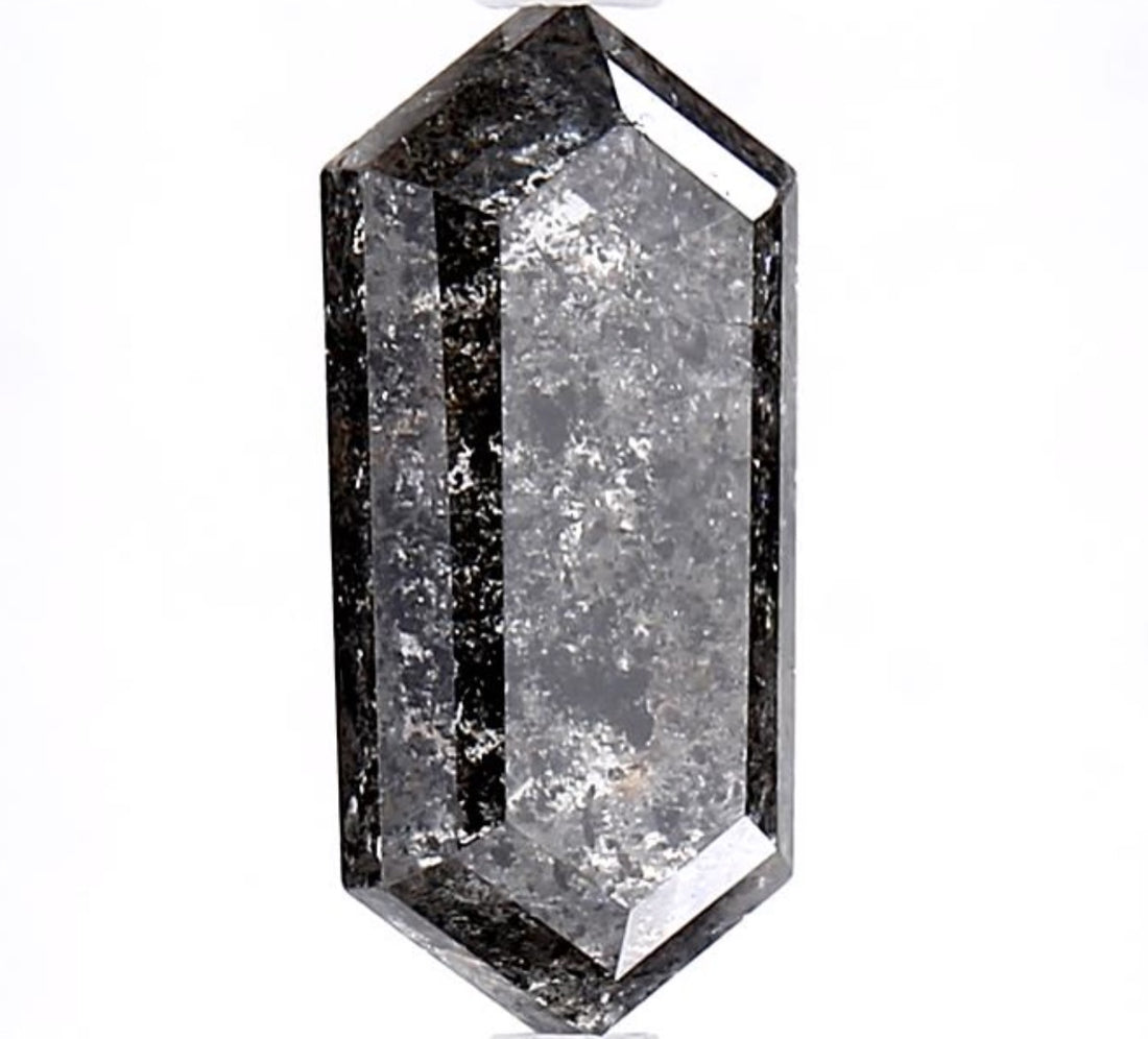 2.55 Carat Salt and Pepper Diamond, Natural Gray Color Hexagon Loose Diamond for Engagement Ring