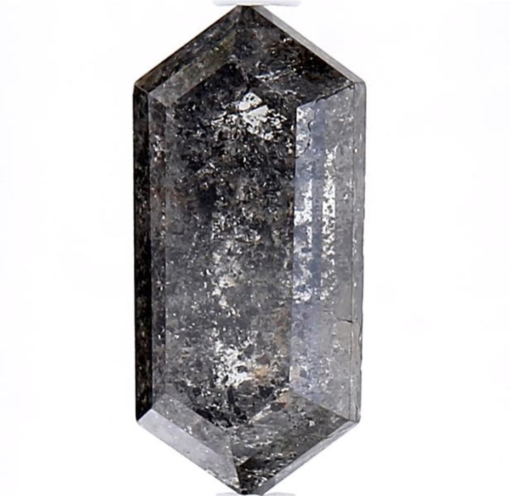 2.55 Carat Salt and Pepper Diamond, Natural Gray Color Hexagon Loose Diamond for Engagement Ring