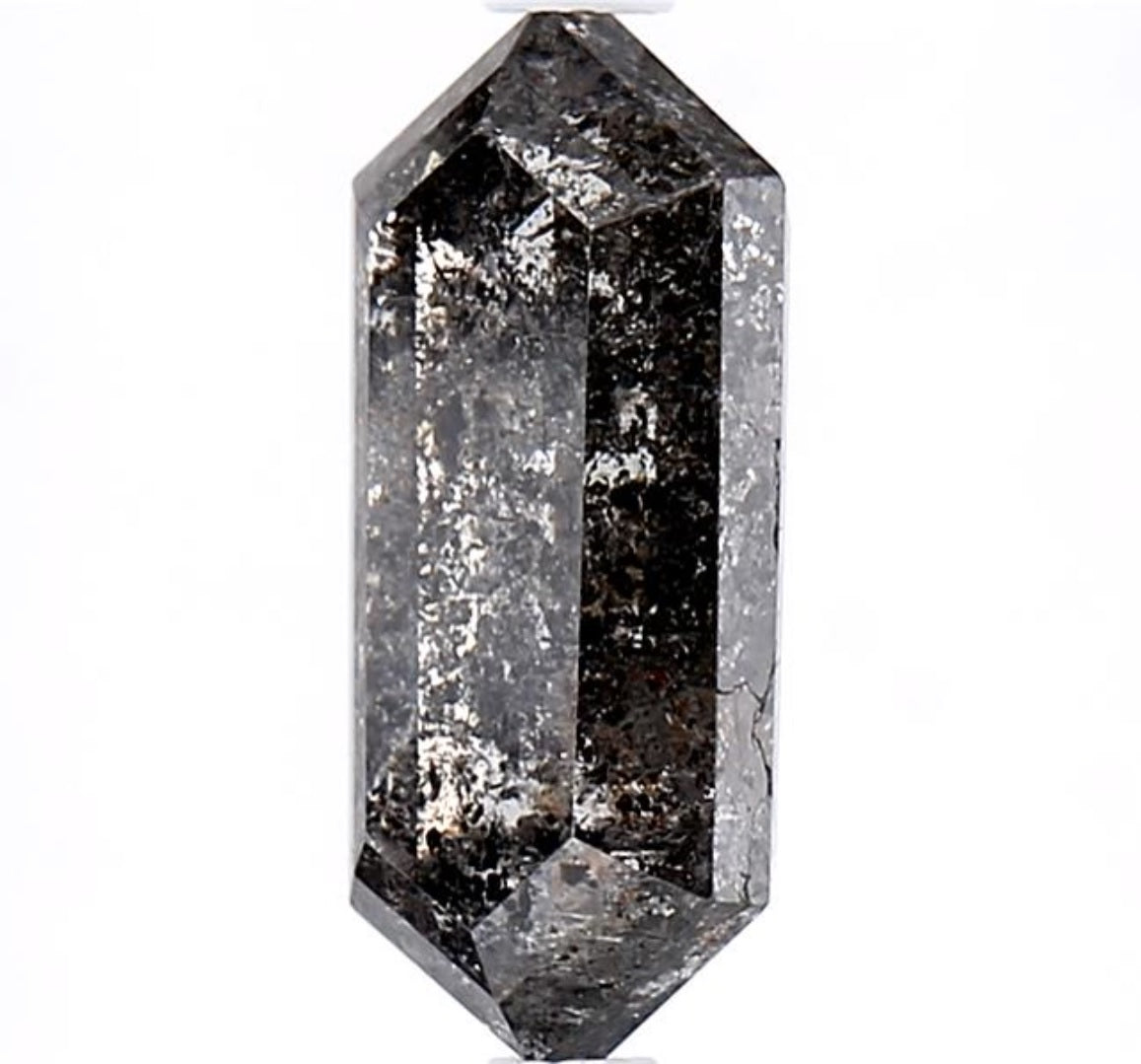 2.55 Carat Salt and Pepper Diamond, Natural Gray Color Hexagon Loose Diamond for Engagement Ring