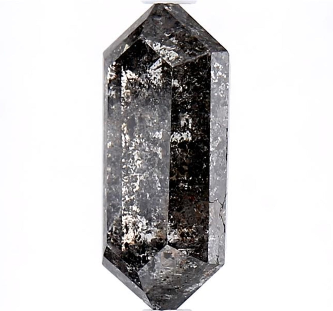 2.55 Carat Salt and Pepper Diamond, Natural Gray Color Hexagon Loose Diamond for Engagement Ring