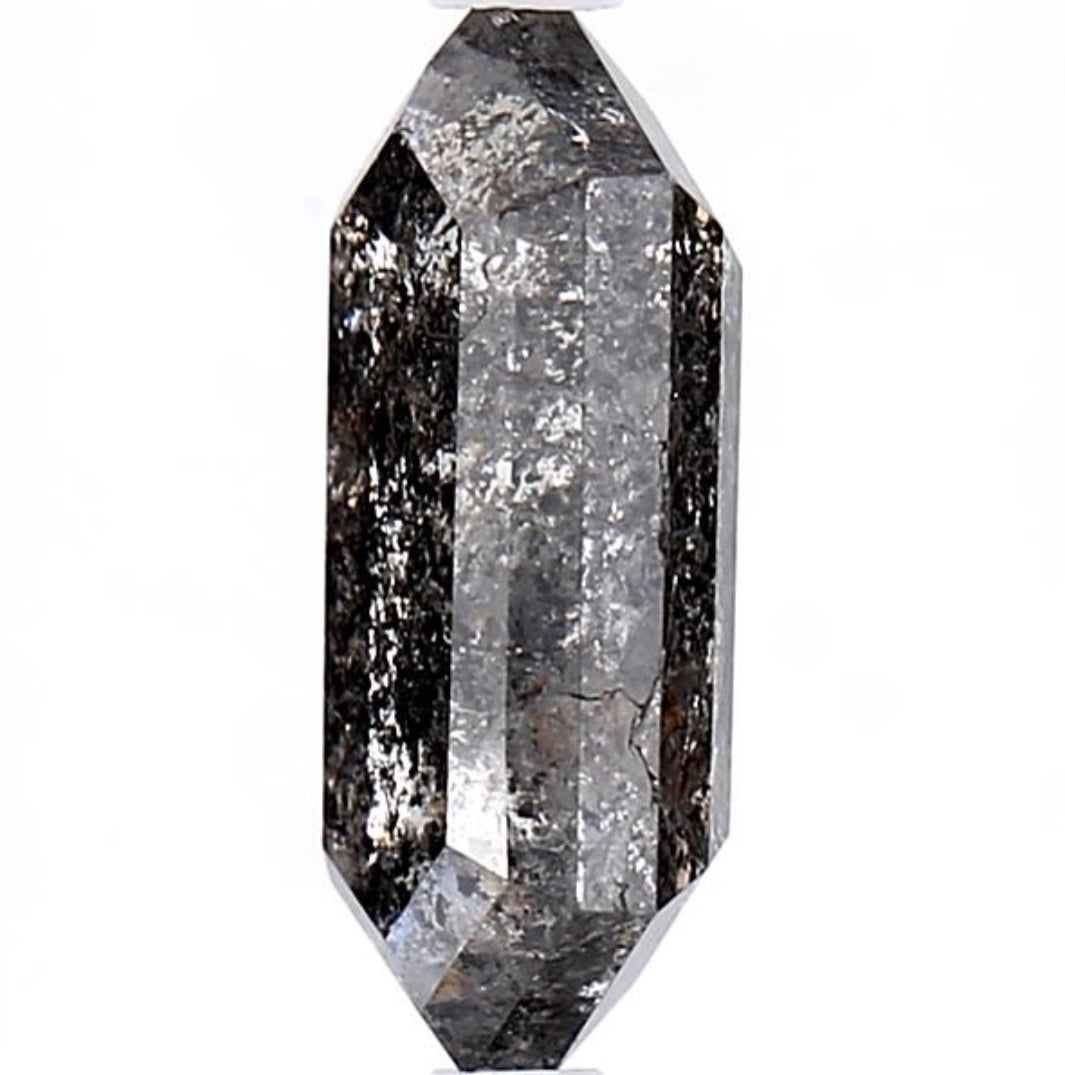2.55 Carat Salt and Pepper Diamond, Natural Gray Color Hexagon Loose Diamond for Engagement Ring