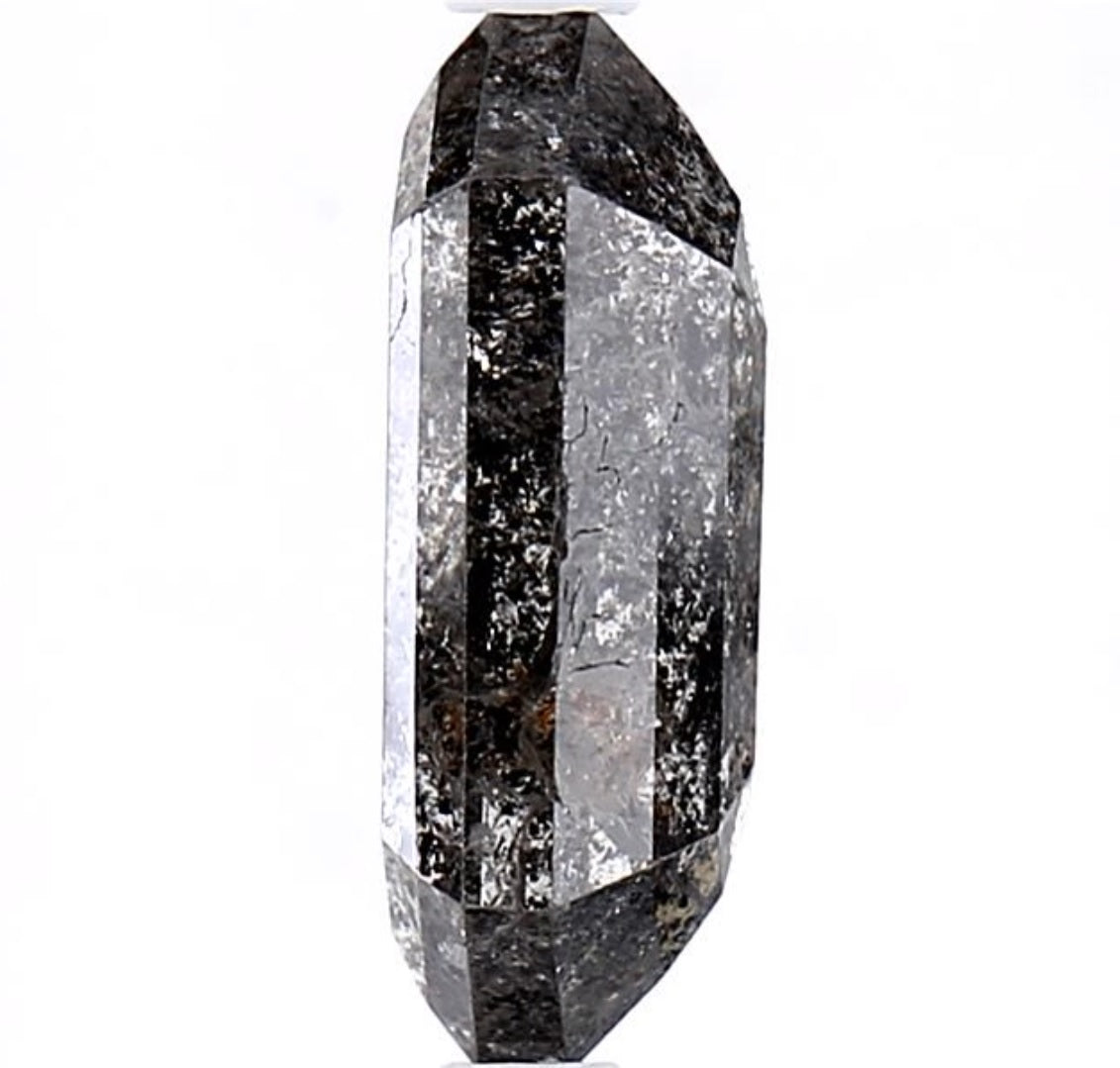 2.55 Carat Salt and Pepper Diamond, Natural Gray Color Hexagon Loose Diamond for Engagement Ring