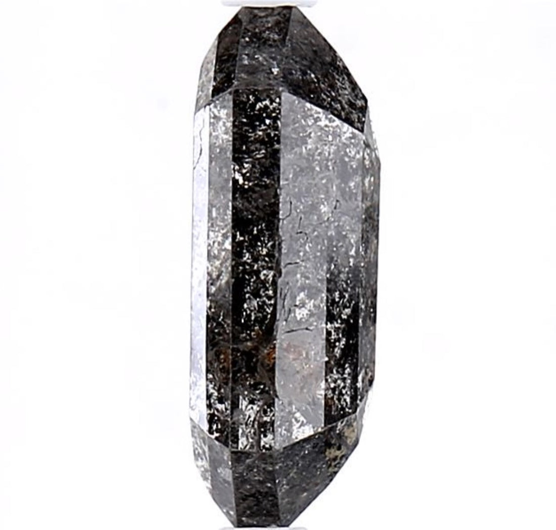 2.55 Carat Salt and Pepper Diamond, Natural Gray Color Hexagon Loose Diamond for Engagement Ring