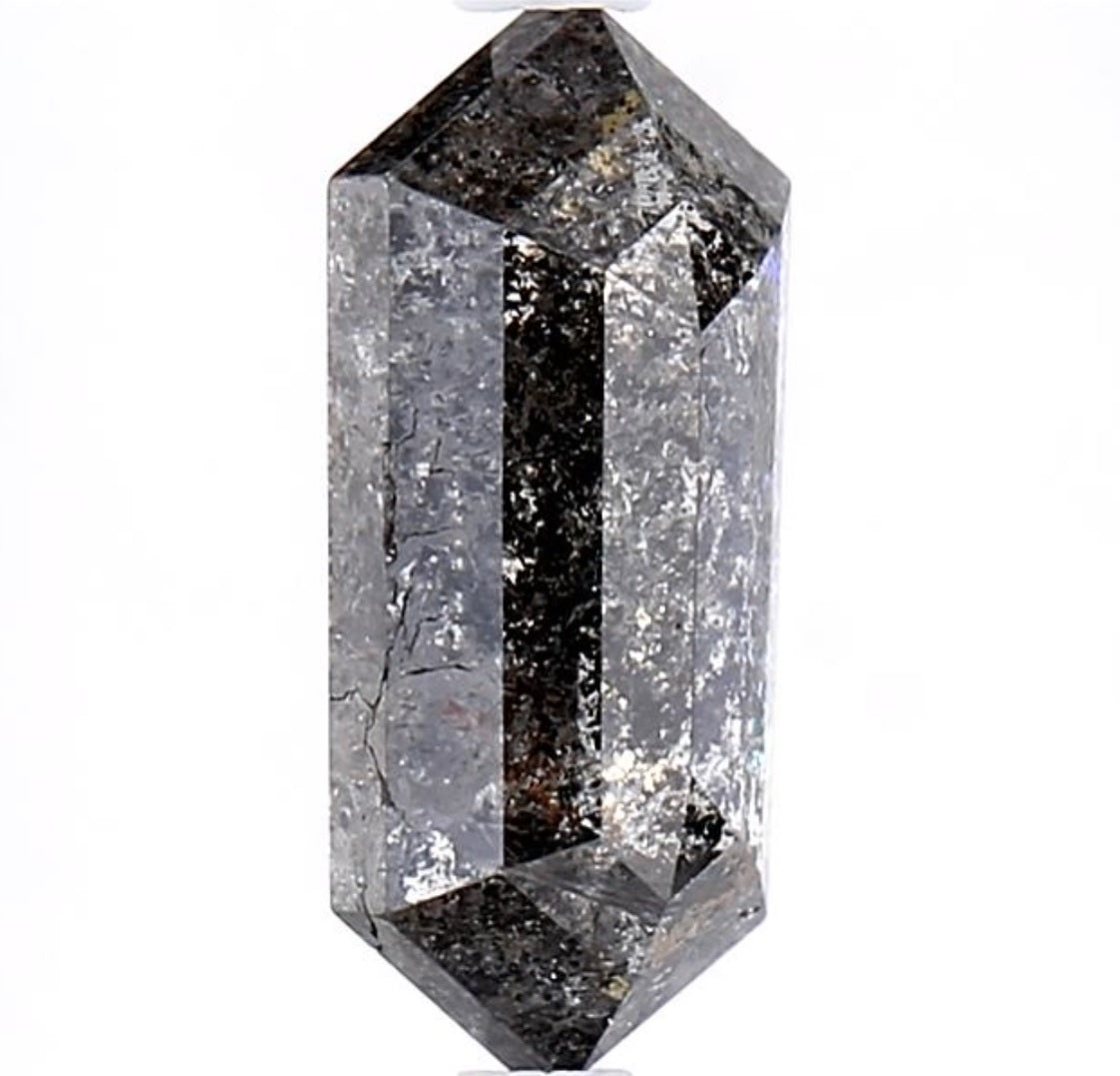 2.55 Carat Salt and Pepper Diamond, Natural Gray Color Hexagon Loose Diamond for Engagement Ring