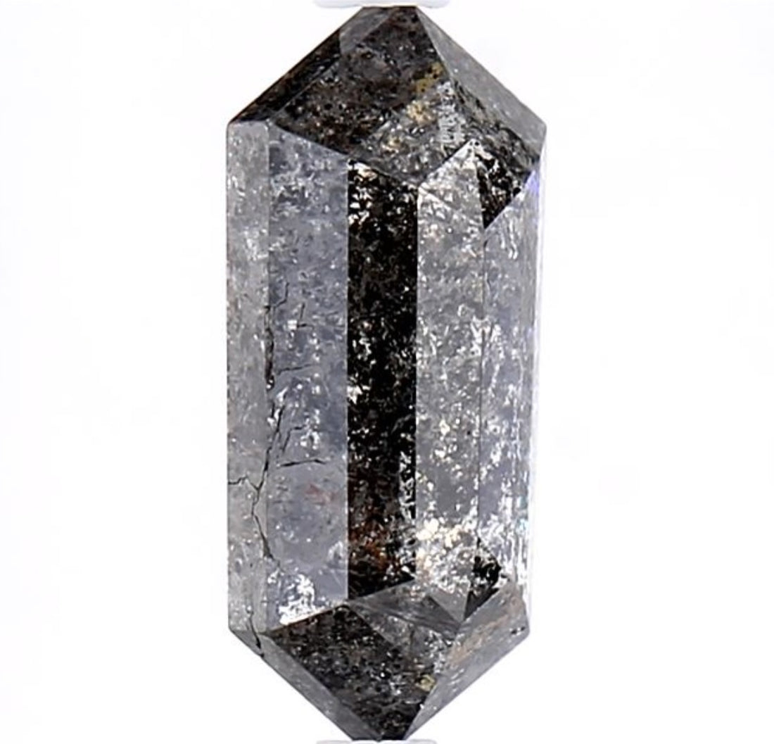 2.55 Carat Salt and Pepper Diamond, Natural Gray Color Hexagon Loose Diamond for Engagement Ring