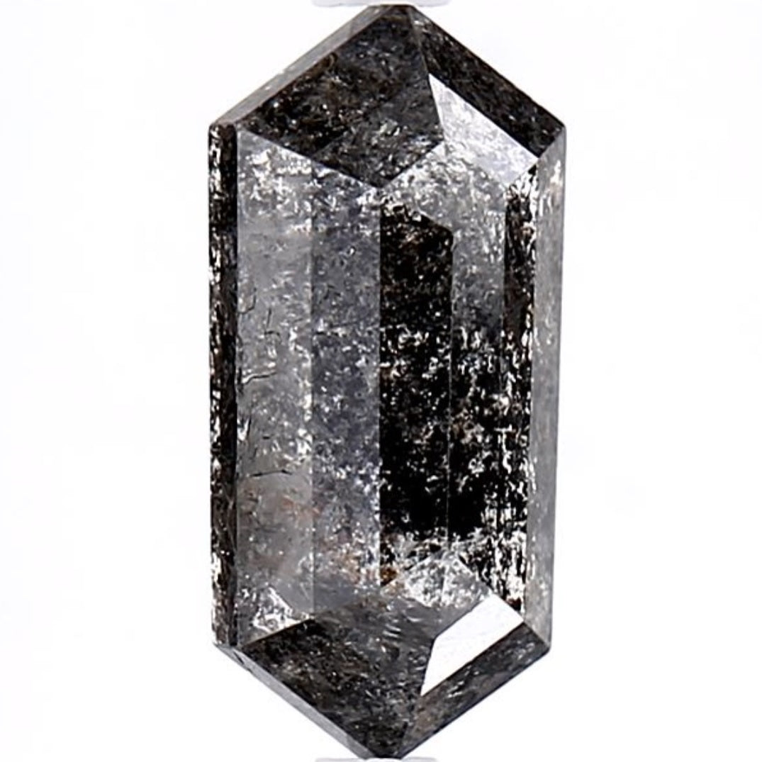 2.55 Carat Salt and Pepper Diamond, Natural Gray Color Hexagon Loose Diamond for Engagement Ring
