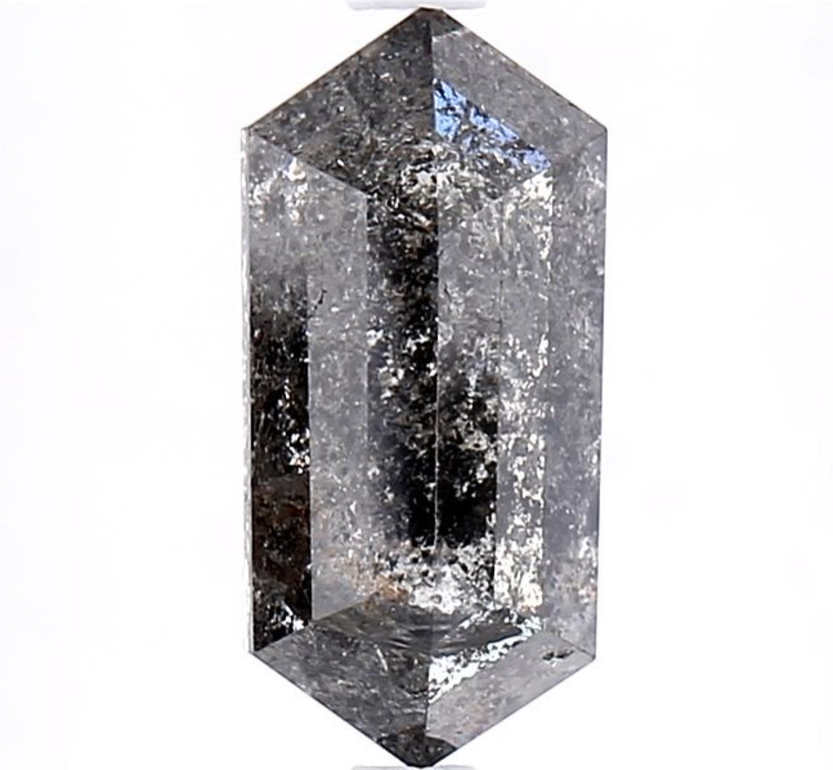 2.55 Carat Salt and Pepper Diamond, Natural Gray Color Hexagon Loose Diamond for Engagement Ring