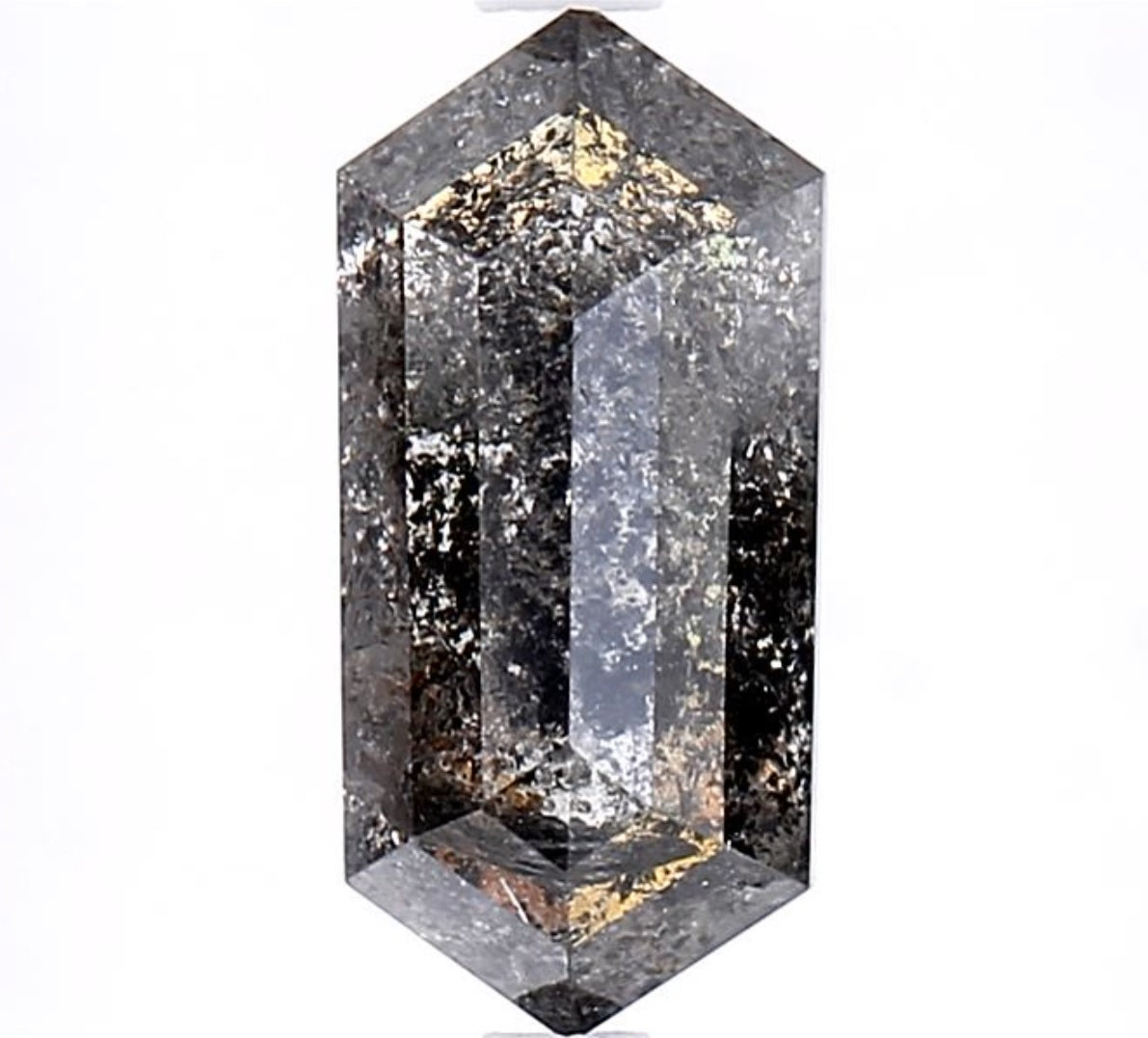 2.55 Carat Salt and Pepper Diamond, Natural Gray Color Hexagon Loose Diamond for Engagement Ring