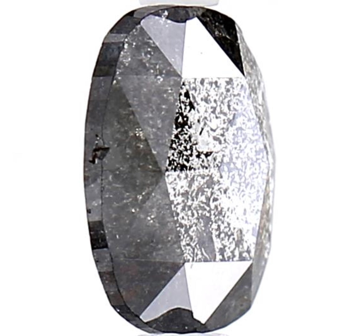 1.05 Carat Salt and Pepper Diamond, Natural Gray Color Oval Loose Diamond for Engagement Ring