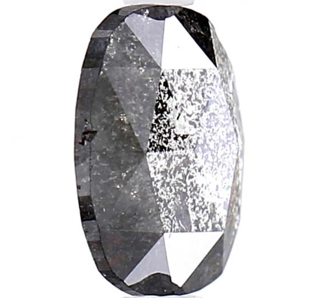 1.05 Carat Salt and Pepper Diamond, Natural Gray Color Oval Loose Diamond for Engagement Ring