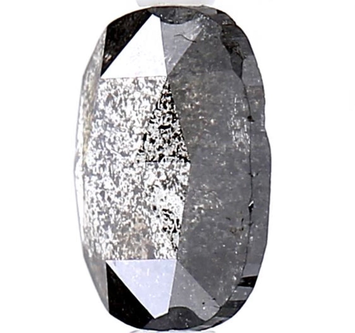 1.05 Carat Salt and Pepper Diamond, Natural Gray Color Oval Loose Diamond for Engagement Ring