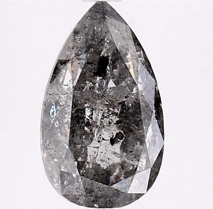 2.75 Carat Salt and Pepper Diamond, Natural Gray Color Pear Loose Diamond for Engagement Ring