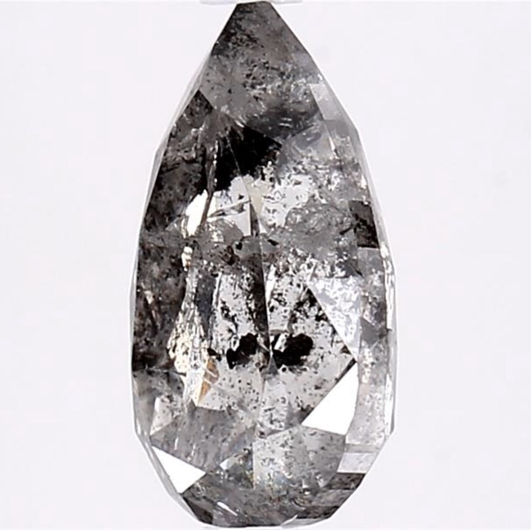 2.75 Carat Salt and Pepper Diamond, Natural Gray Color Pear Loose Diamond for Engagement Ring