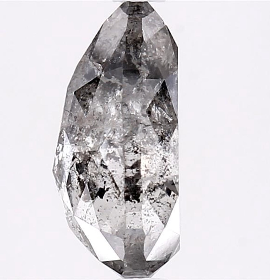 2.75 Carat Salt and Pepper Diamond, Natural Gray Color Pear Loose Diamond for Engagement Ring