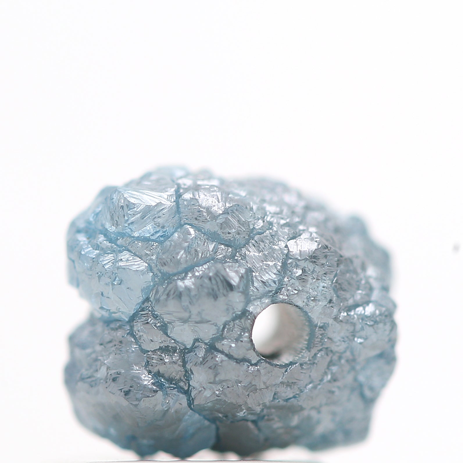 1.53 Cts Wholesale Natural Blue Rough Diamond Beads with 1 MM Drilled Hole For Jewelry