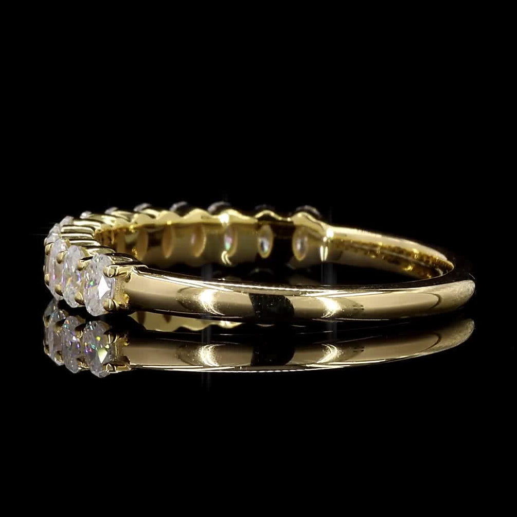 White Diamond Band, Natural Oval Diamond 14k Gold Engagement Ring, Gift for Her
