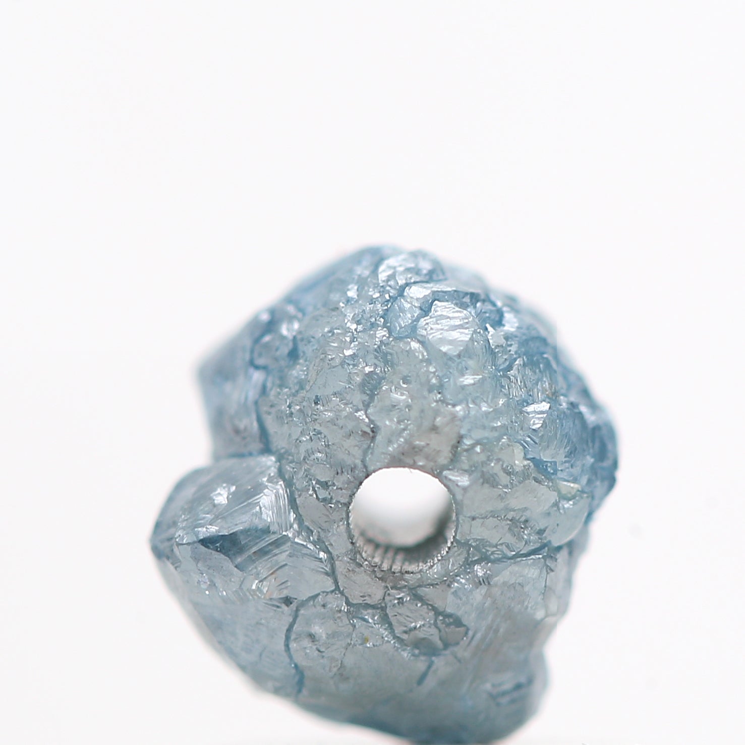 0.85 Carat Fancy Blue Color Rough Diamond Beads Wt 1 MM Drilled Hole