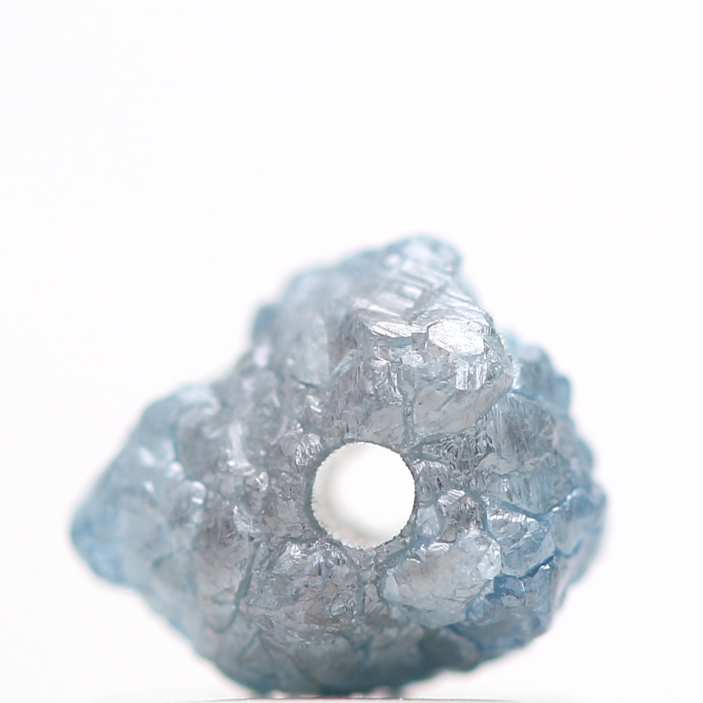 0.85 Carat Fancy Blue Color Rough Diamond Beads with 1 MM Drilled Hole