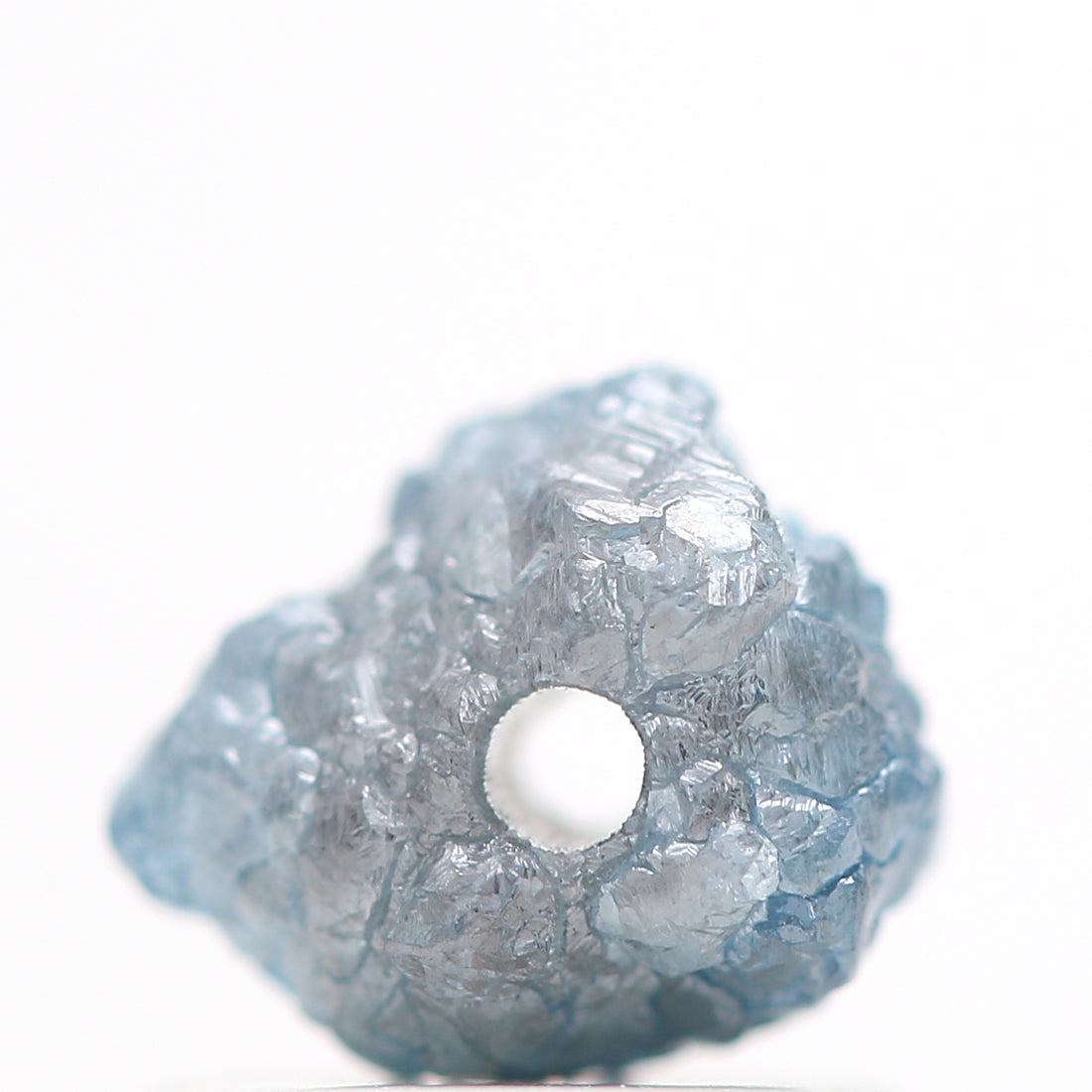 0.85 Carat Fancy Blue Color Rough Diamond Beads with 1 MM Drilled Hole
