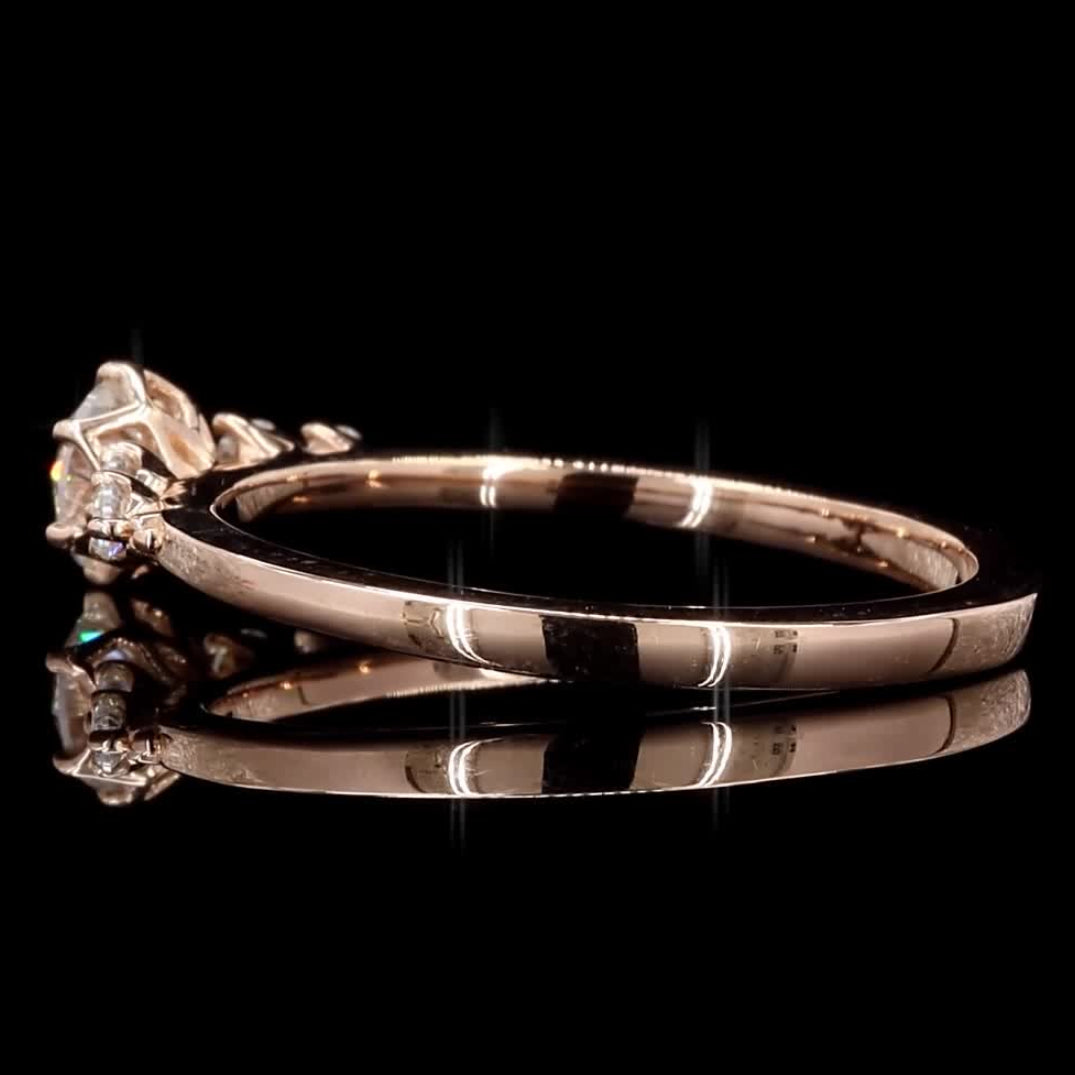 White Diamond Ring, 14k Gold Natural Round Diamond Ring, Handmade Vintage Gold Jewelry, Unique Ring, Gift for Her, Certified Diamond Ring