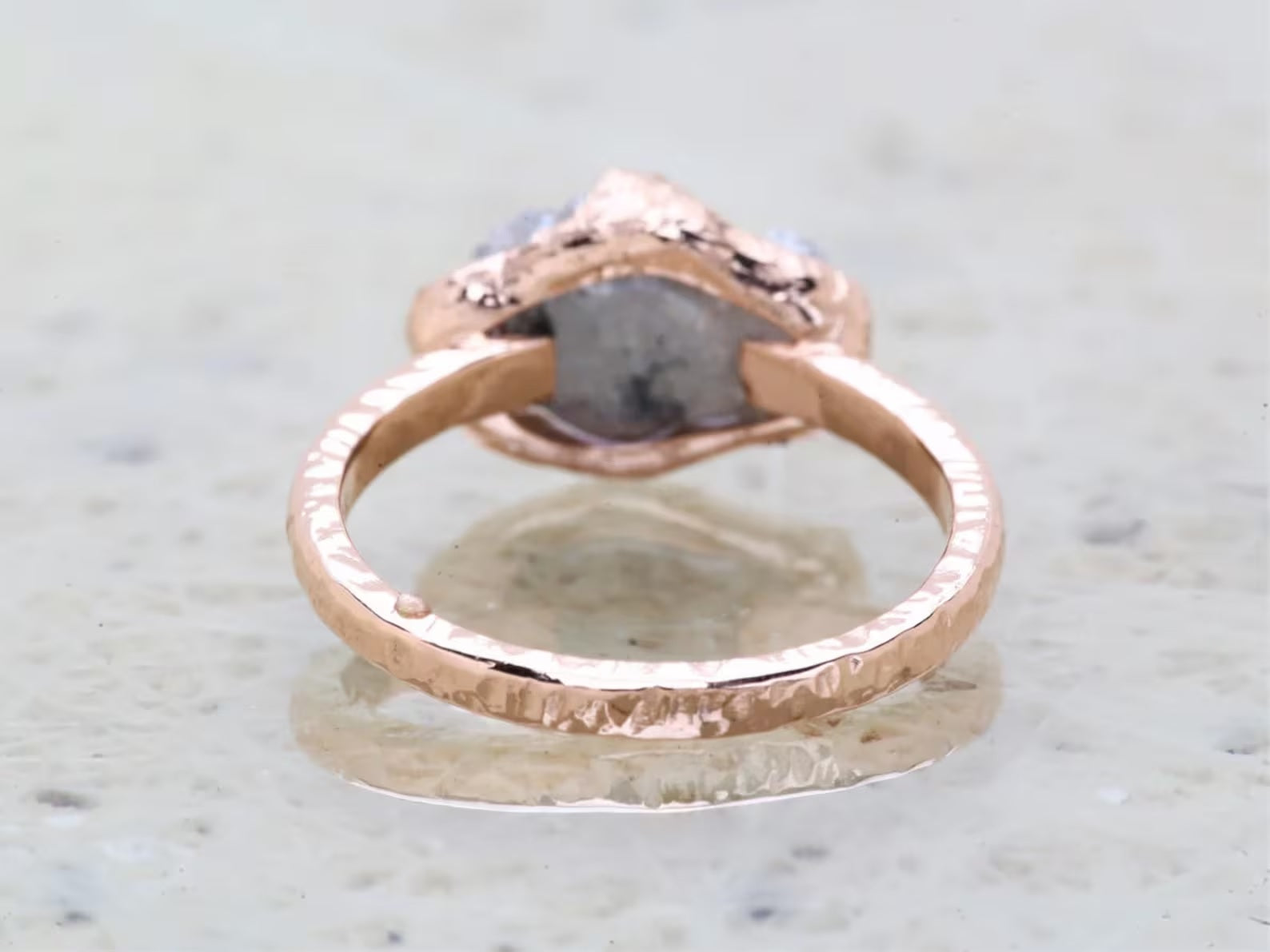 3.28 Ct Rough Diamond Ring 14K Gold Engagement Ring, Natural Gray Raw Diamond Ring, Christmas Gift for Her