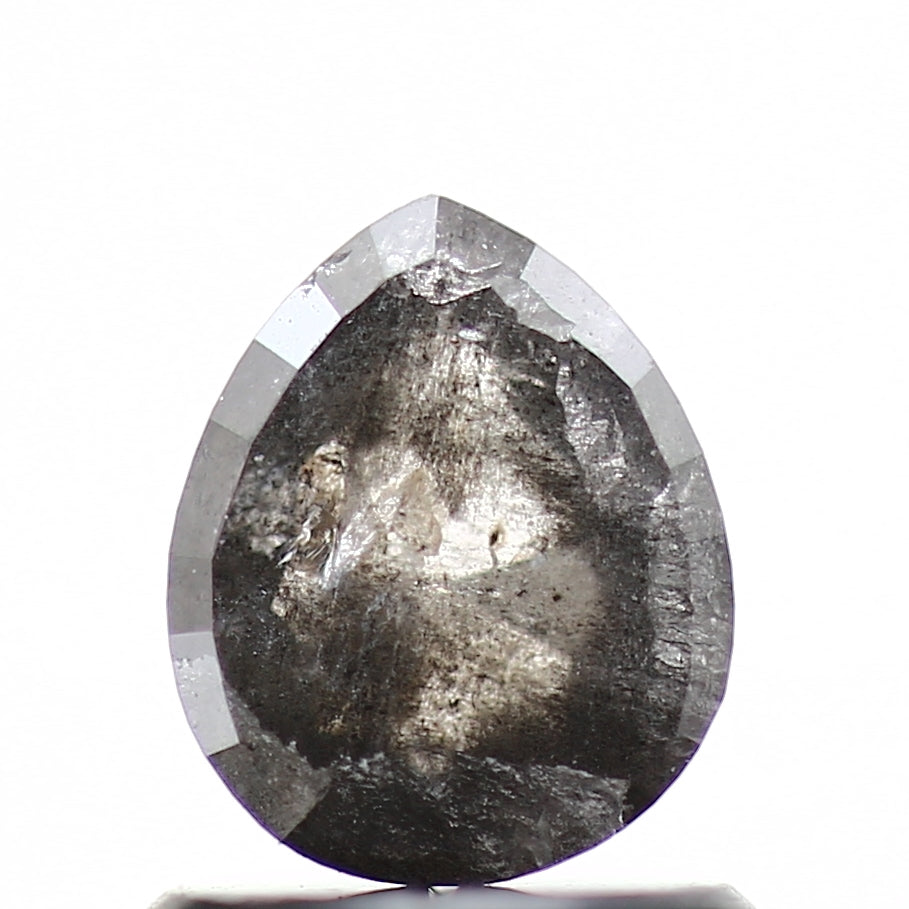 Salt and Pepper Diamond, 0.87 Ct Natural Gray Color Pear Cut Loose Diamond for Engagement Ring Jewelry