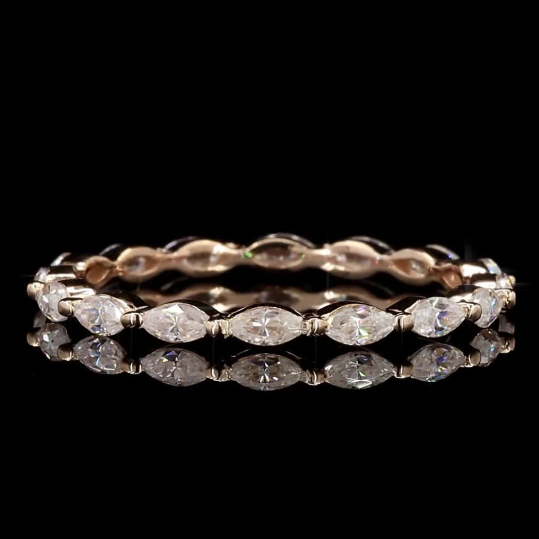 White Diamond Infinity Band, 14k Gold Natural Marquise Diamond Raw Ring, Unique Handmade Vintage Gold Jewelry, Cluster Ring, Gift for Women