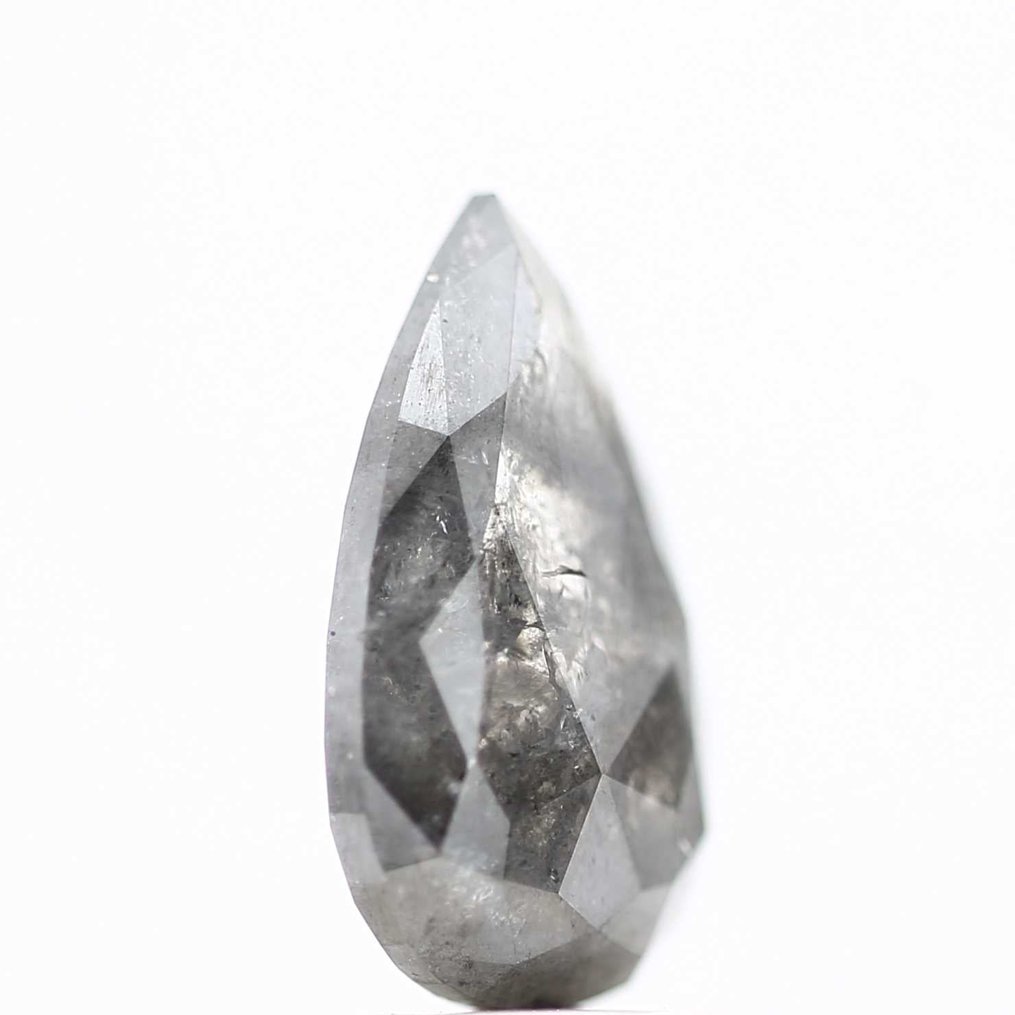 Salt and Pepper Diamond, 1.75 Ct Natural Gray Color Pear Cut Loose Diamond for Engagement Ring Jewelry