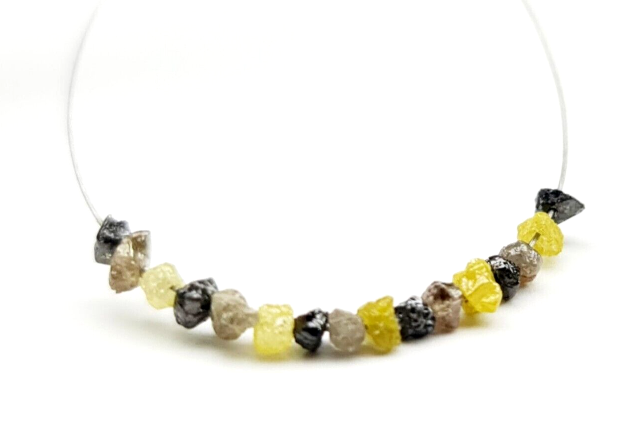 2.00 Ct Lot 1.50-2.50 MM Natural Brown Yellow Black Color Raw Rough Loose Diamond Beads with Drilled Hole