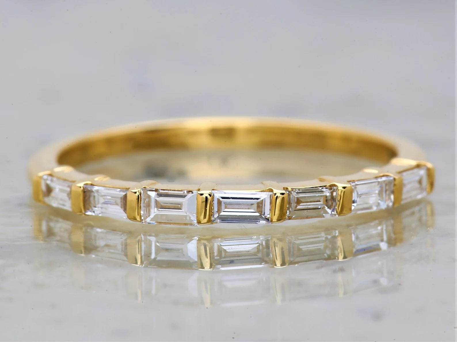 White Diamond Ring, 14K Gold Engagement Ring, Natural Baguette F Color VS Clarity Diamond Ring, Christmas Gift for Her