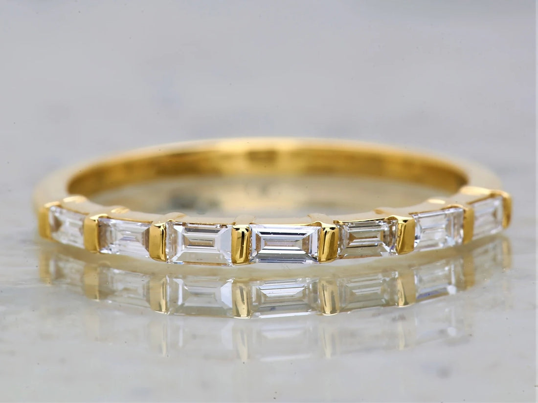 White Diamond Ring, 14K Gold Engagement Ring, Natural Baguette F Color VS Clarity Diamond Ring, Christmas Gift for Her