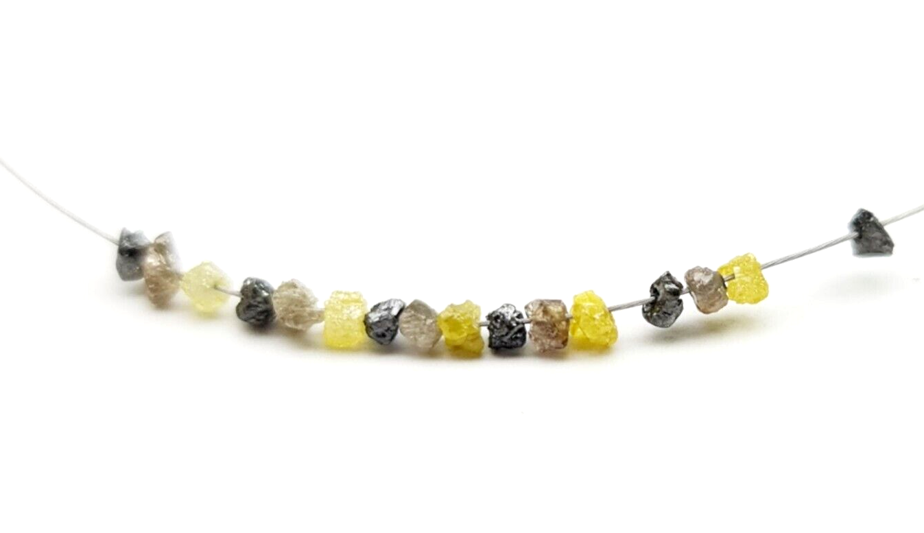 2.00 Ct Lot 1.50-2.50 MM Natural Brown Yellow Black Color Raw Rough Loose Diamond Beads with Drilled Hole