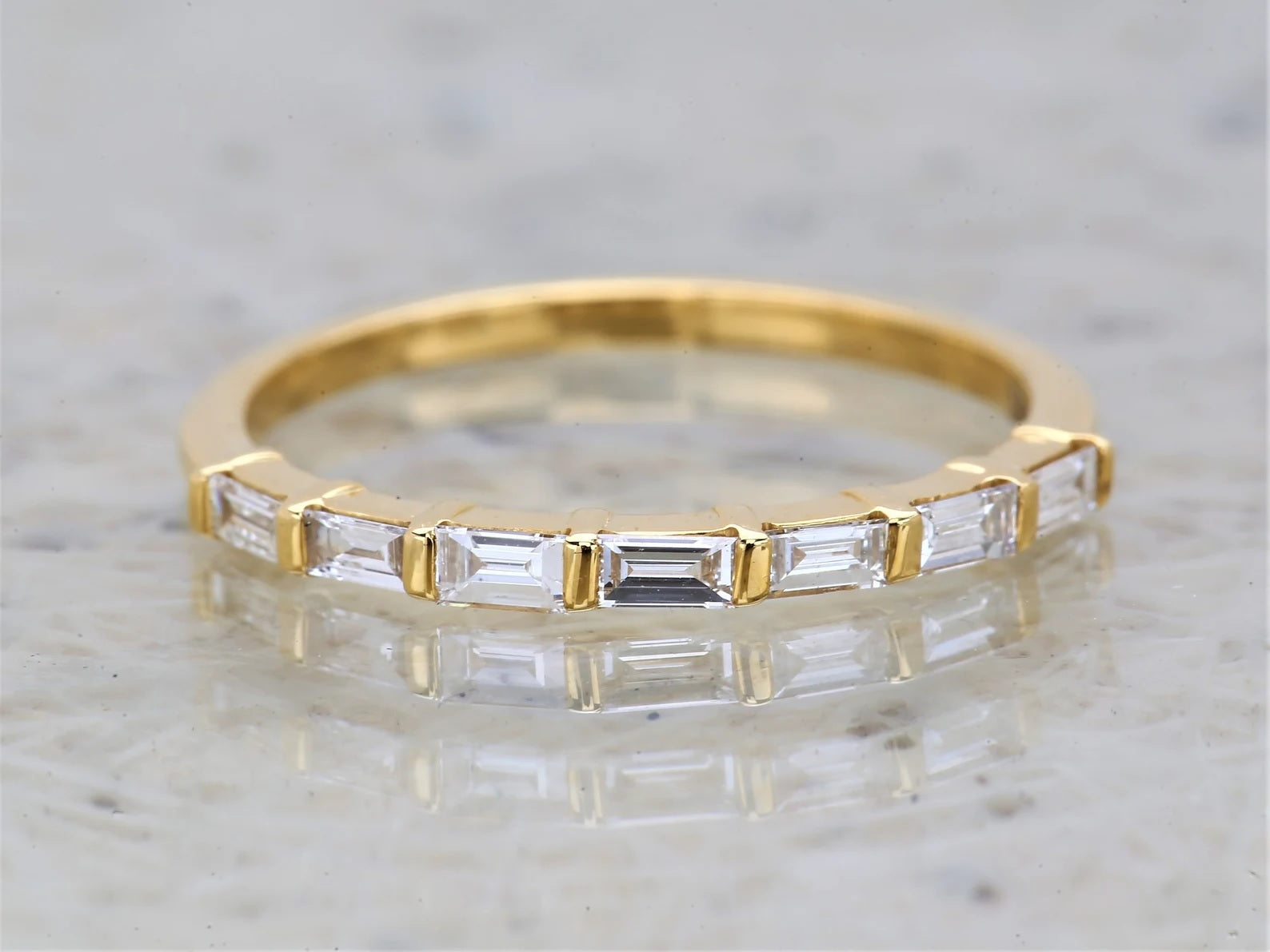White Diamond Ring, 14K Gold Engagement Ring, Natural Baguette F Color VS Clarity Diamond Ring, Christmas Gift for Her