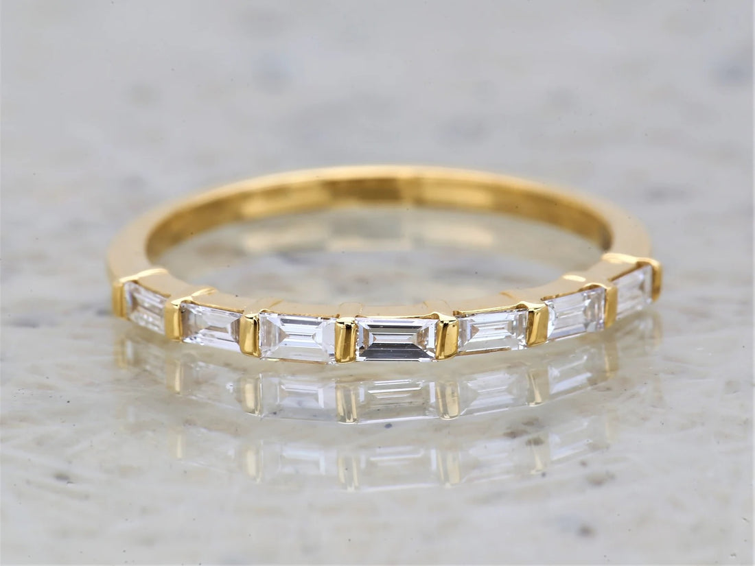 White Diamond Ring, 14K Gold Engagement Ring, Natural Baguette F Color VS Clarity Diamond Ring, Christmas Gift for Her