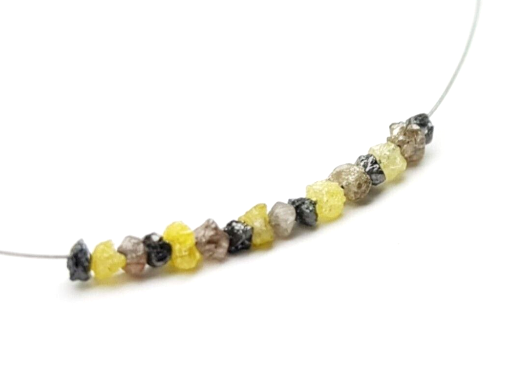 2.00 Ct Lot 1.50-2.50 MM Natural Brown Yellow Black Color Raw Rough Loose Diamond Beads with Drilled Hole