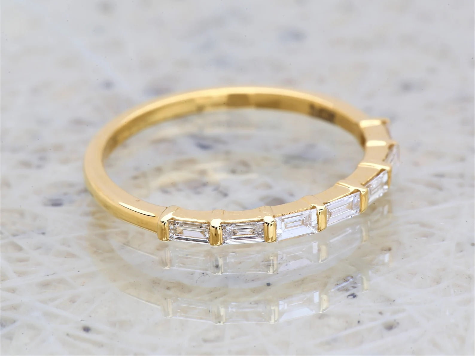 White Diamond Ring, 14K Gold Engagement Ring, Natural Baguette F Color VS Clarity Diamond Ring, Christmas Gift for Her
