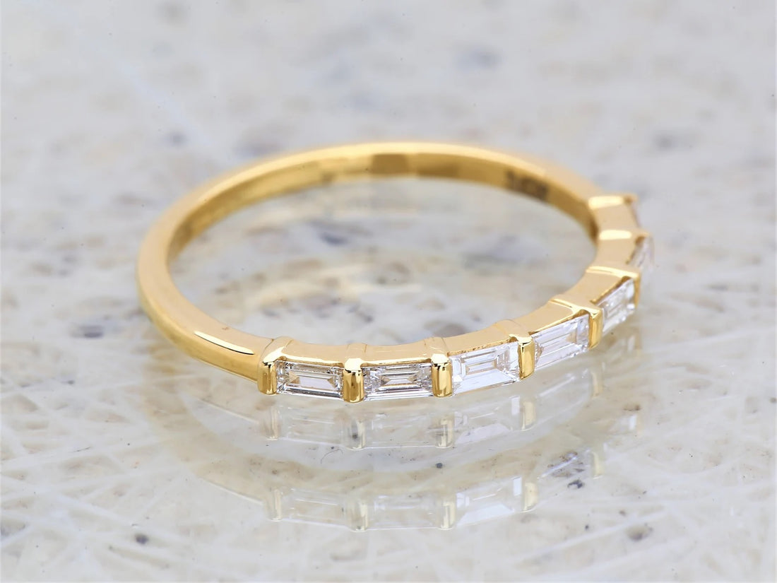 White Diamond Ring, 14K Gold Engagement Ring, Natural Baguette F Color VS Clarity Diamond Ring, Christmas Gift for Her