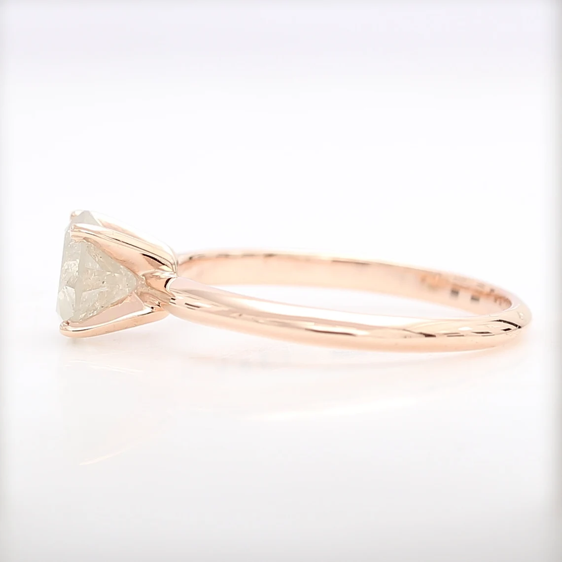 Gray Diamond Ring, 14K Gold Engagement Ring, Natural Round Diamond Prong Wedding Ring