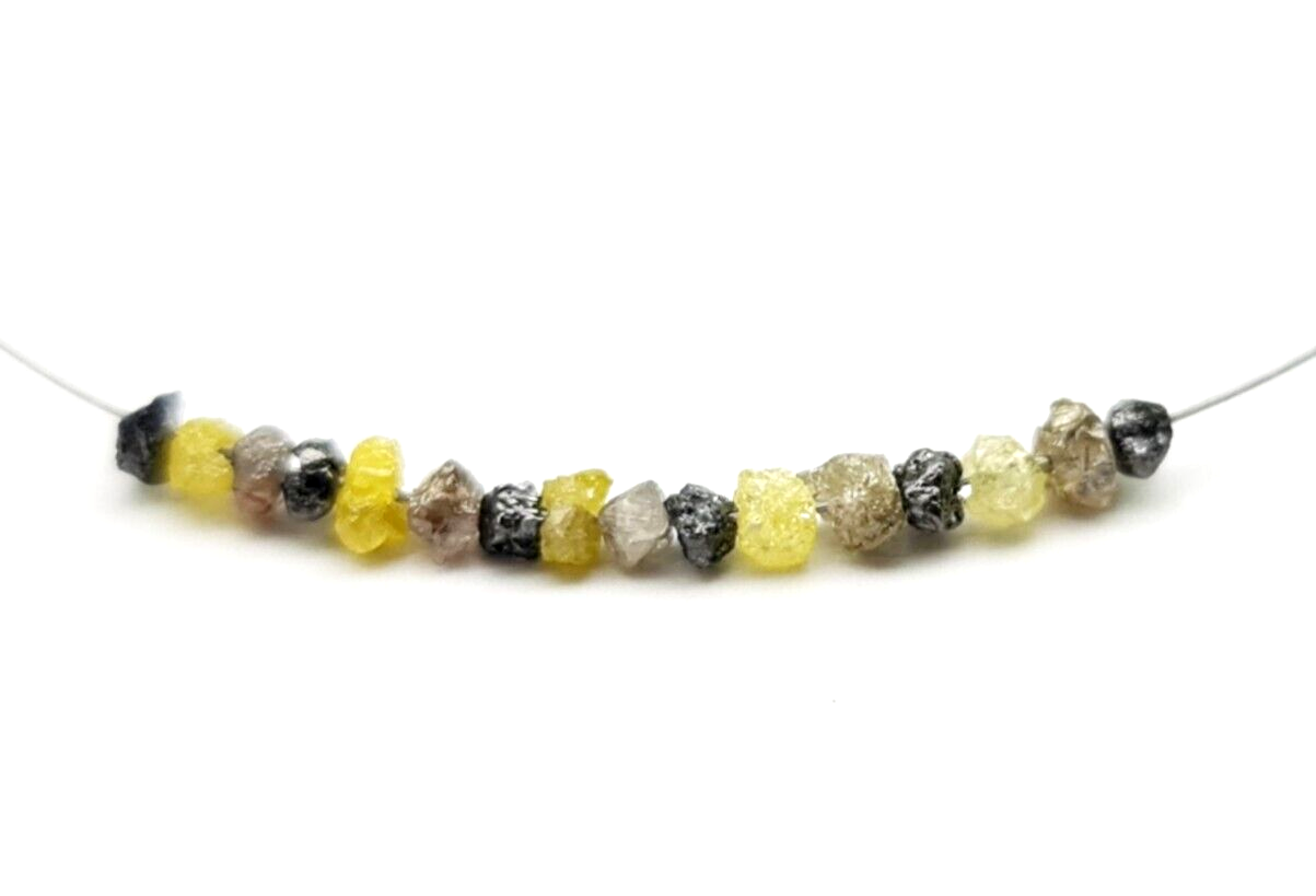 2.00 Ct Lot 1.50-2.50 MM Natural Brown Yellow Black Color Raw Rough Loose Diamond Beads with Drilled Hole