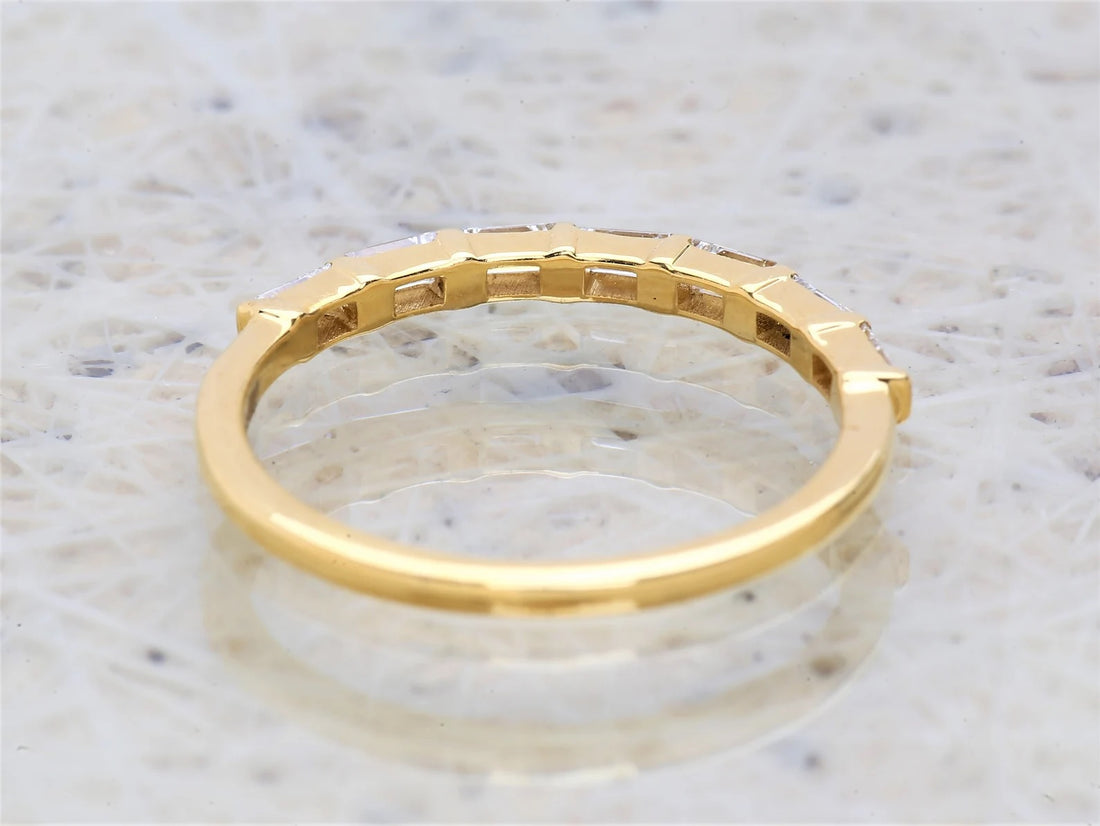 White Diamond Ring, 14K Gold Engagement Ring, Natural Baguette F Color VS Clarity Diamond Ring, Christmas Gift for Her