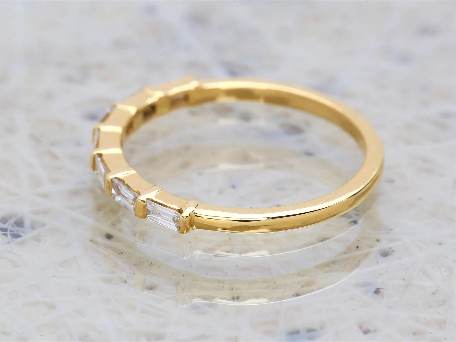 White Diamond Ring, 14K Gold Engagement Ring, Natural Baguette F Color VS Clarity Diamond Ring, Christmas Gift for Her