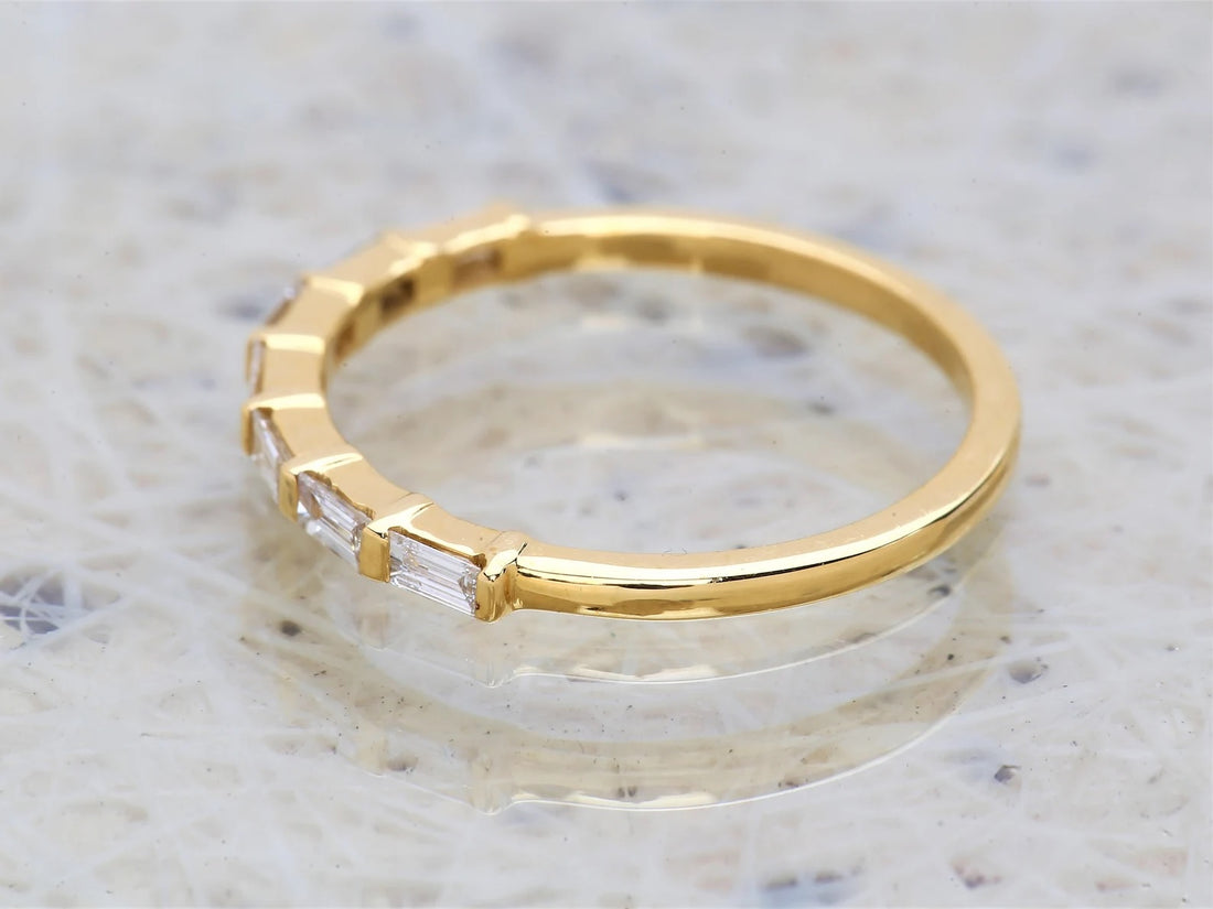 White Diamond Ring, 14K Gold Engagement Ring, Natural Baguette F Color VS Clarity Diamond Ring, Christmas Gift for Her