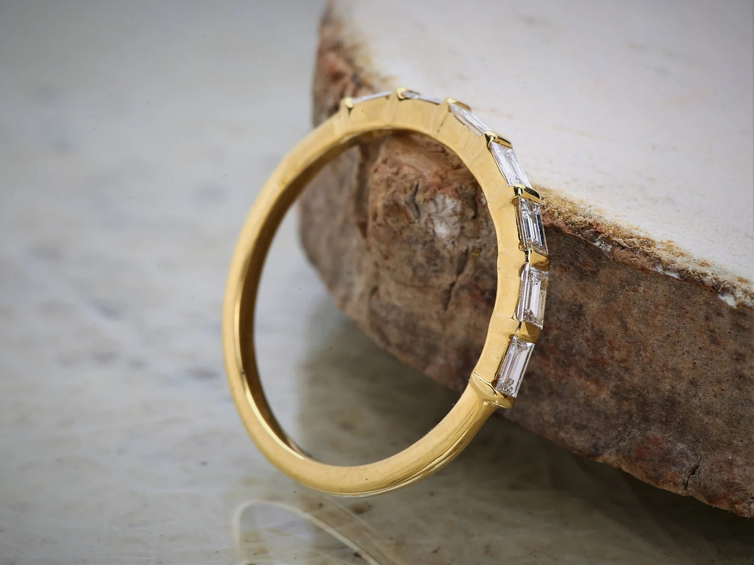 White Diamond Ring, 14K Gold Engagement Ring, Natural Baguette F Color VS Clarity Diamond Ring, Christmas Gift for Her