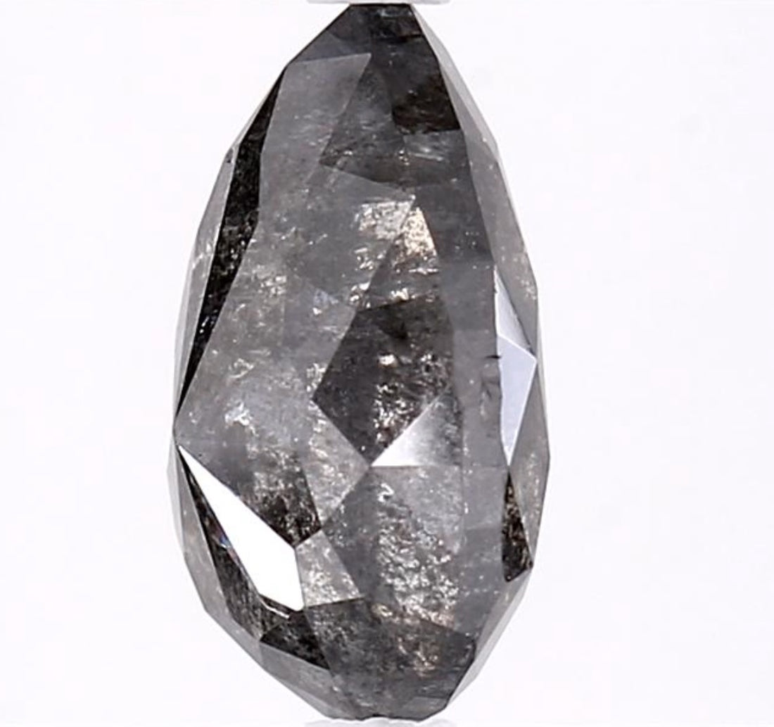 3.23 Carat Salt and Pepper Diamond, Natural Gray Color Pear Loose Diamond for Engagement Ring
