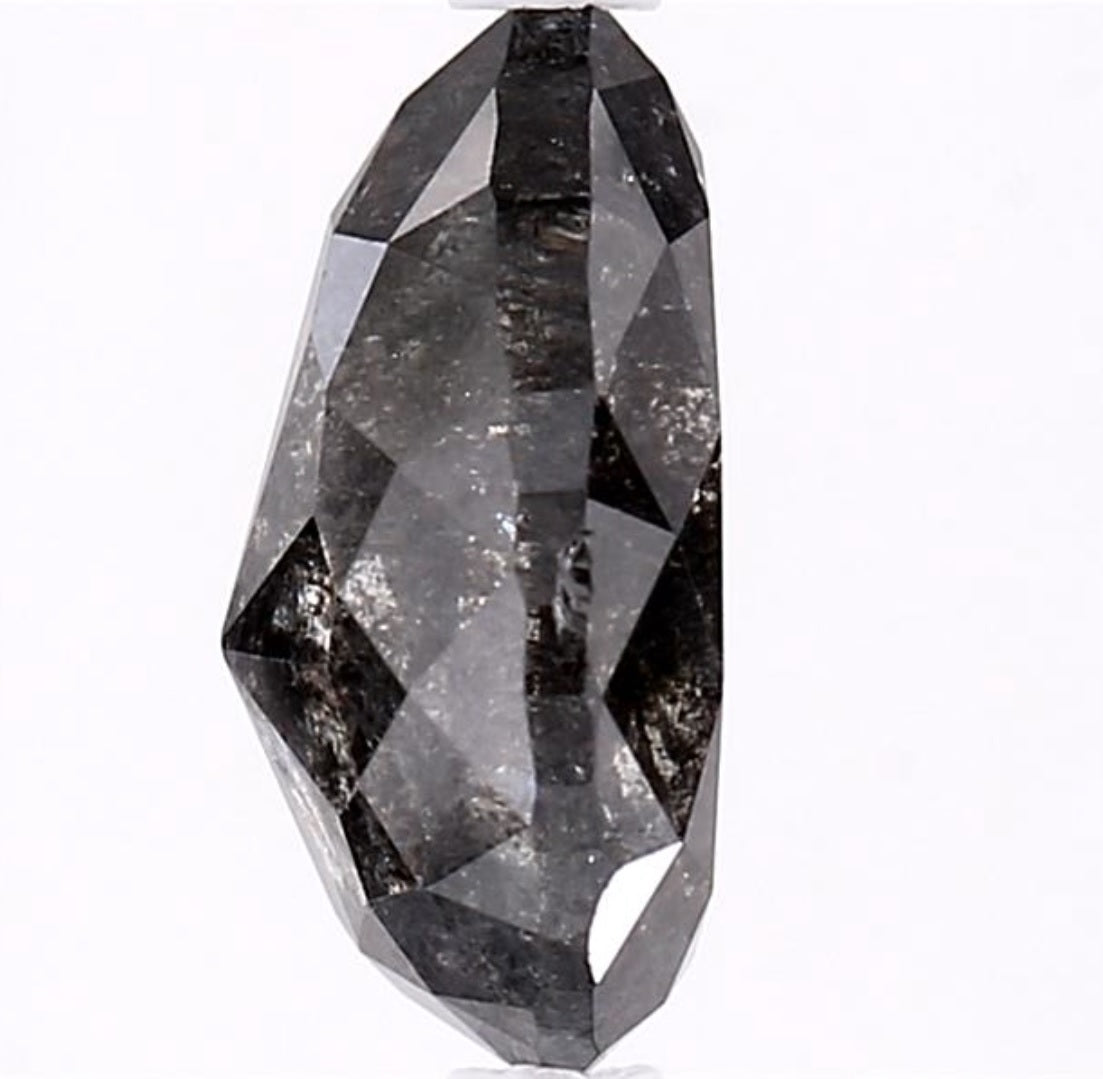 3.23 Carat Salt and Pepper Diamond, Natural Gray Color Pear Loose Diamond for Engagement Ring