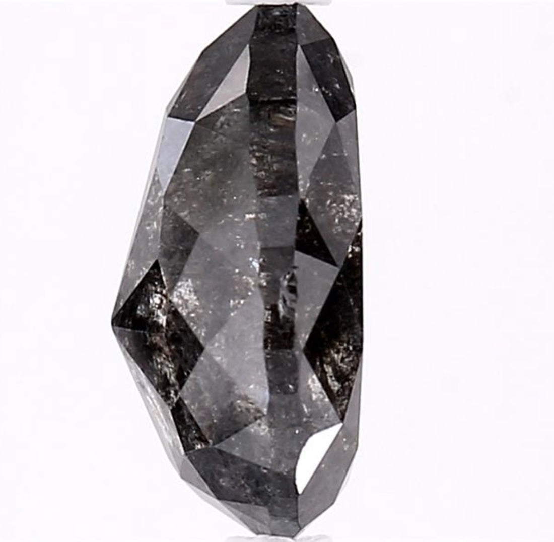 3.23 Carat Salt and Pepper Diamond, Natural Gray Color Pear Loose Diamond for Engagement Ring
