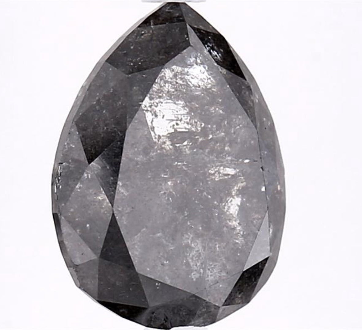 3.23 Carat Salt and Pepper Diamond, Natural Gray Color Pear Loose Diamond for Engagement Ring