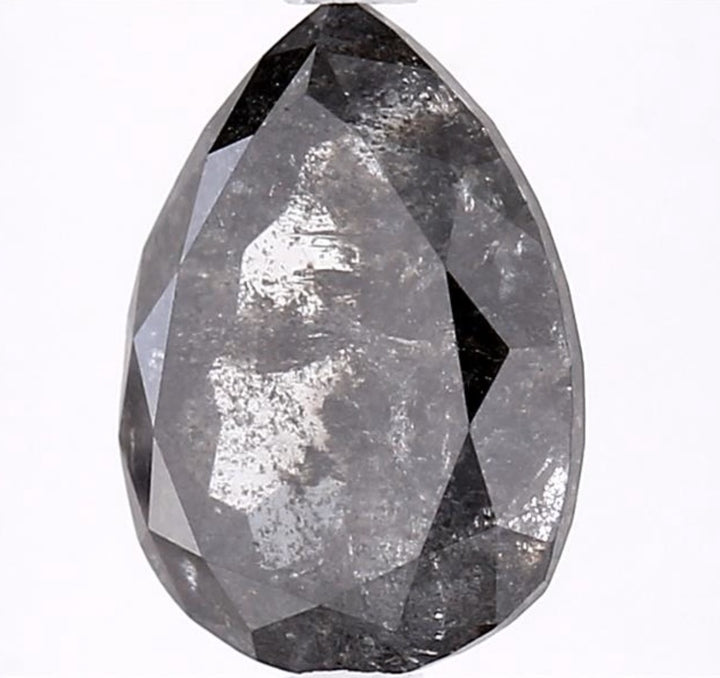 3.23 Carat Salt and Pepper Diamond, Natural Gray Color Pear Loose Diamond for Engagement Ring