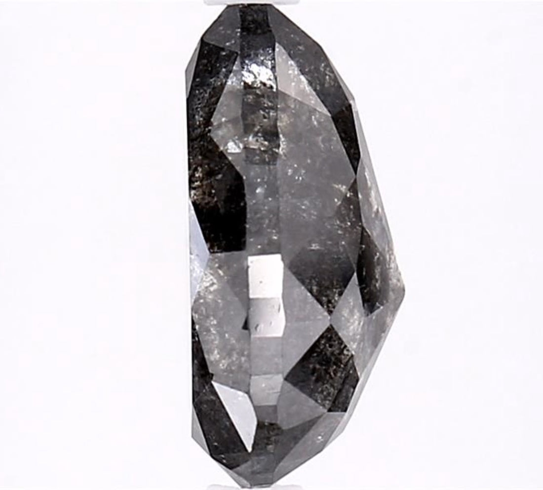 3.23 Carat Salt and Pepper Diamond, Natural Gray Color Pear Loose Diamond for Engagement Ring
