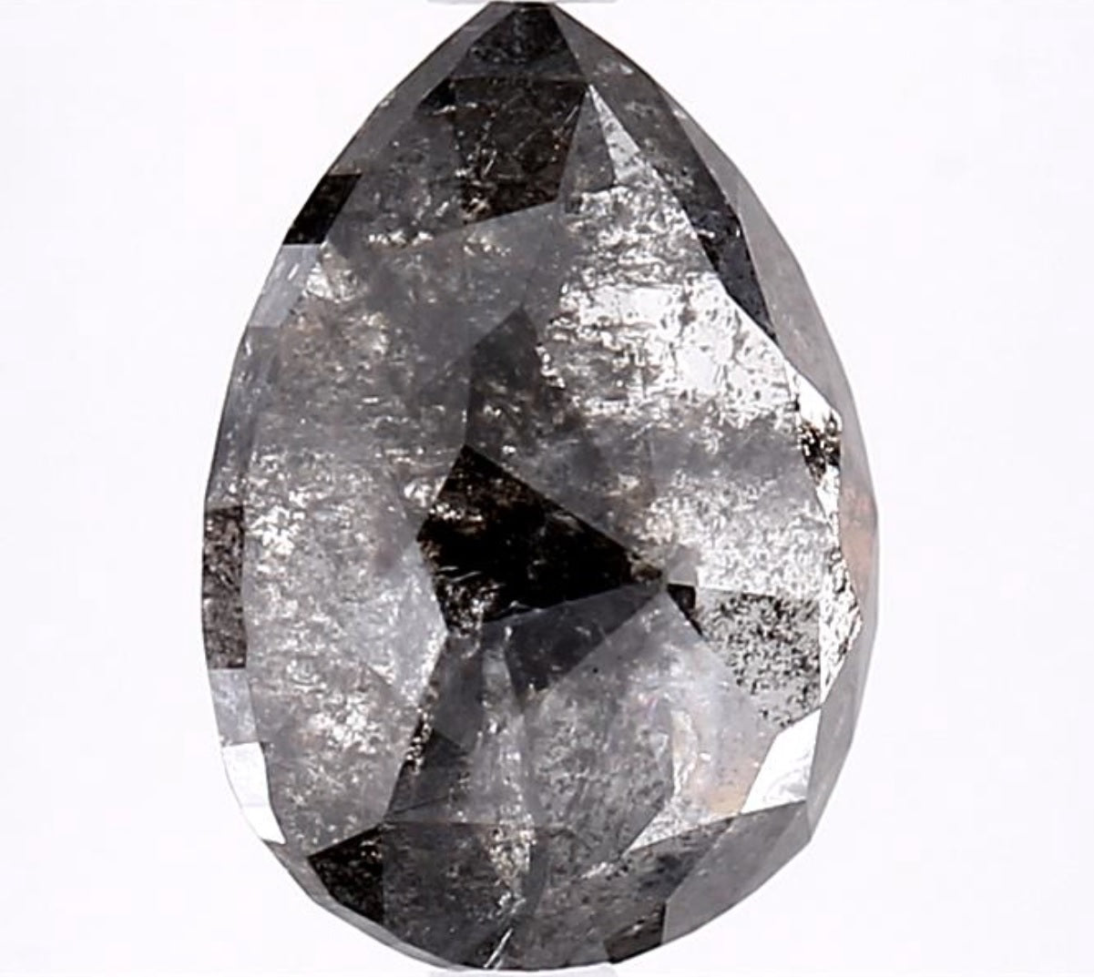 3.23 Carat Salt and Pepper Diamond, Natural Gray Color Pear Loose Diamond for Engagement Ring